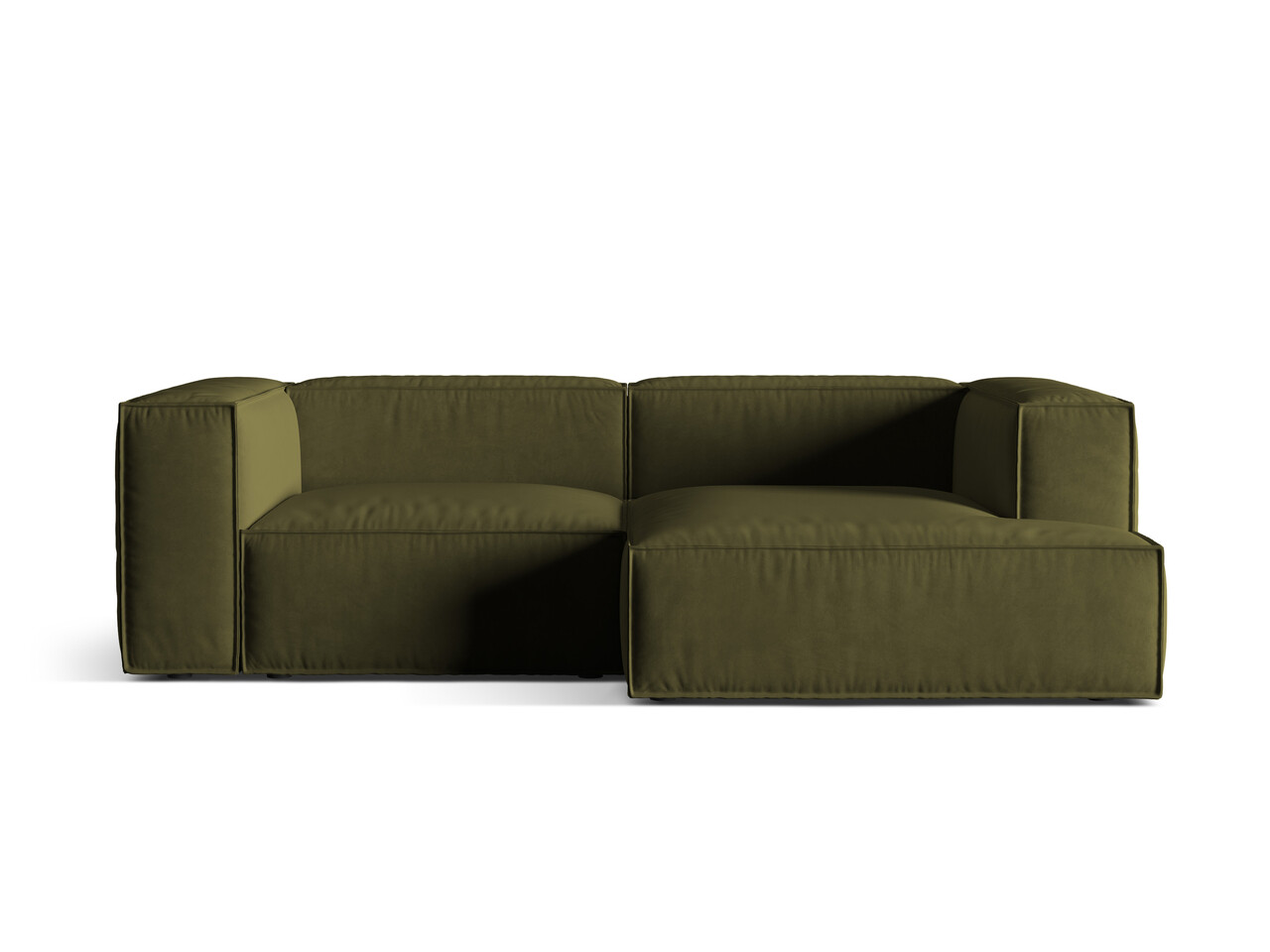 Coltar modular dreapta 3 locuri, Nuria-88, Micadoni Home, 252x147x72 cm, catifea, verde moss melange Colțare
